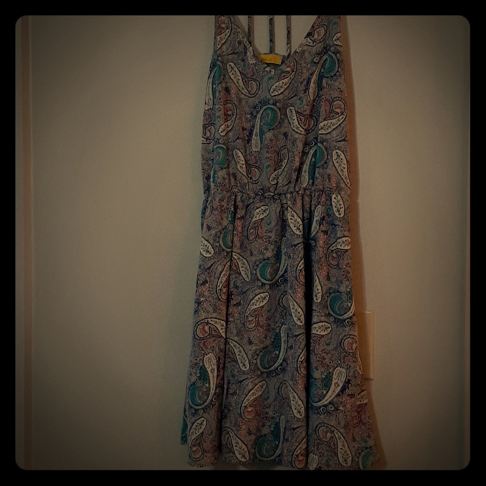 Purple and teal paisley summer dress